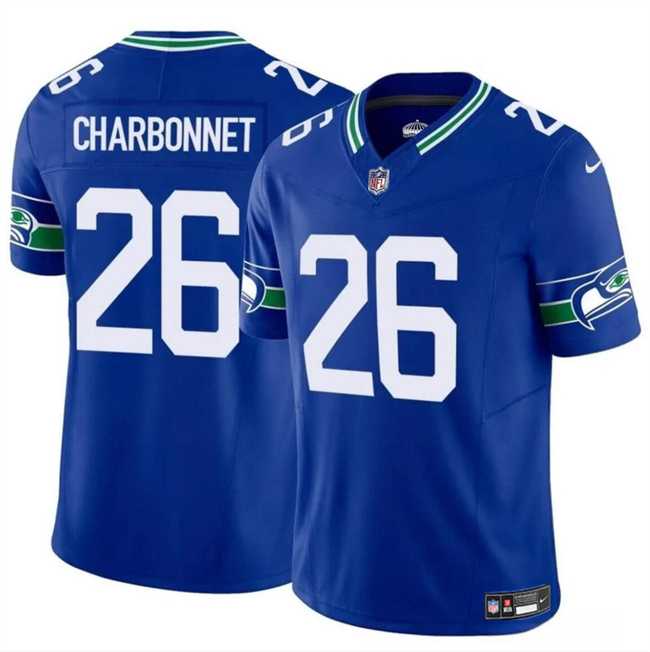 Men & Women & Youth Seattle Seahawks #26 Zach Charbonnet Royal 2024 F.U.S.E Throwback Vapor Limited Stitched Jersey